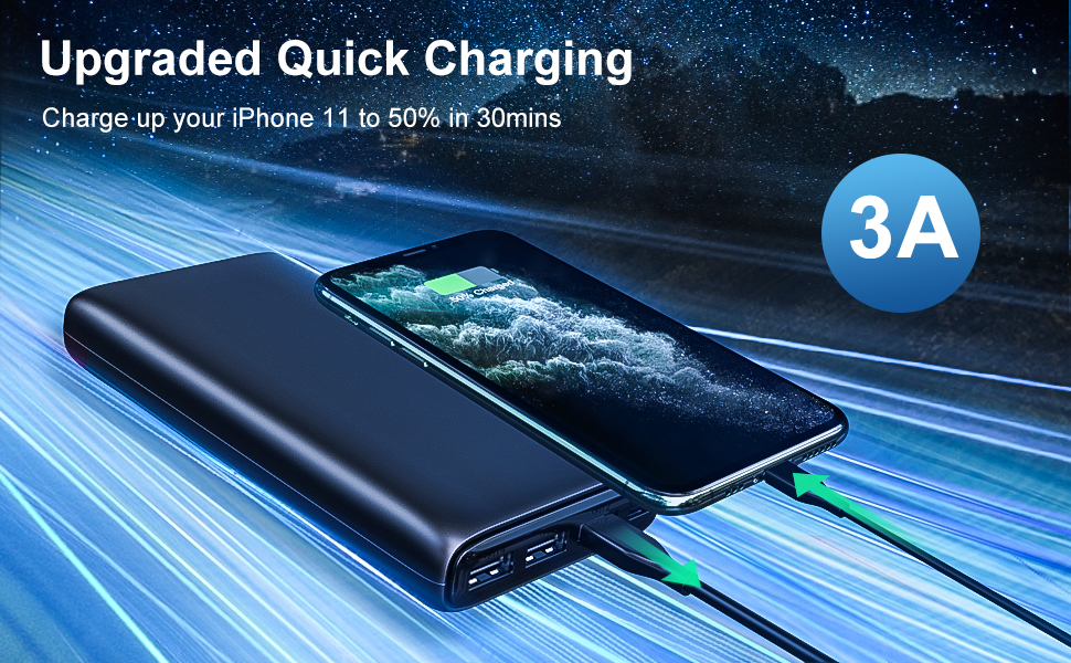 Power Bank 26800mAh Con Cavo USB-C, Ricarica Rapida PD 45W Bidirezionale, 3 Uscite E 2 Ingressi, Display LED – Per Laptop E Smartphone, Nero